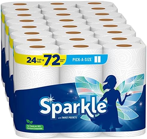 Sparkle® Pick-A-Size® Хартиени Крпи, 24 Тројни Ролни = 72 Редовни Ролни