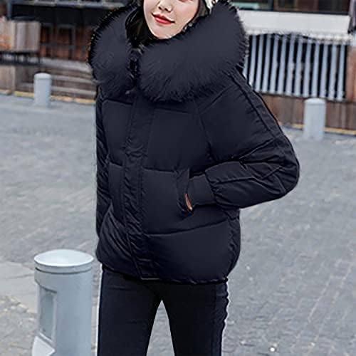 Prdecexlu долга ракав Овер -палто за жени новини плус големина пуфтер јакна колеџ зима со џебови дебели опремени меки