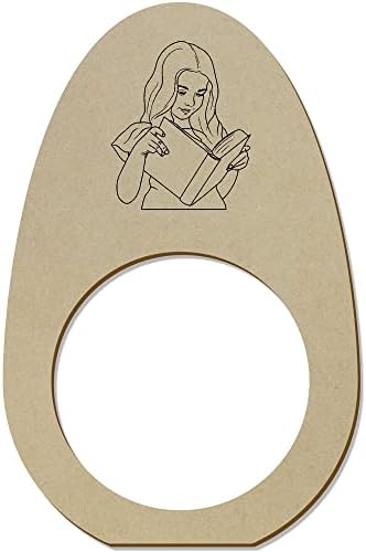 Азиеда 5 x „Девојче чита“ дрвени прстени од салфетка/држачи