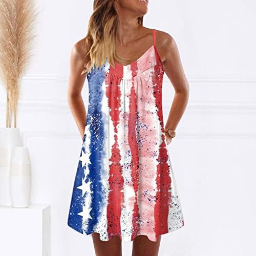 Најпродавани Летни Фустани Денот На Независноста На Жените 4 од јули Печатени Бохо Сарафан За Должина На Коленото