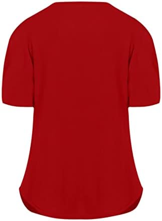 Памучна блуза маица за жени есен летен краток ракав, обвивка за обвивка од bellвонче, основно основно подигање, домашна кошула