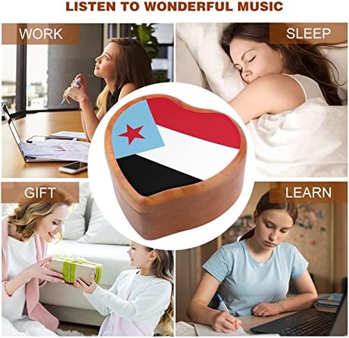 Јужен Јемен знаме срцева музичка кутија Дрвени музички кутии Најдобар подарок за годишнината на Божиќниот роденден