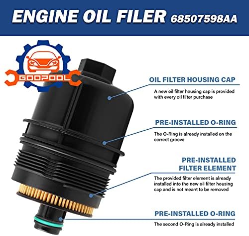 Филтер за масло од моторот Ecodiesel 68507598AA 68498720AA компатибилен со Jeep 2020 2021 Wrangler JL, 2021 Gladiator, 2020 2021 2022 RAM 1500