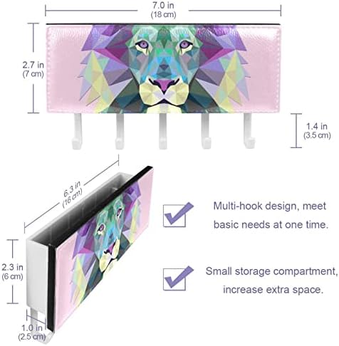 Шарени Полигонални Лав Главата - 01 Решетката Организатор со 5 Куки Ѕид Бања Кујна Полица Решетката Мултифункционален Полица За Складирање