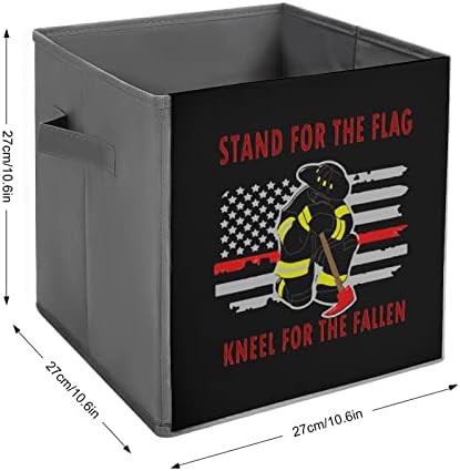 Американскиот Пожарникар Црвена Линија Знаме Склопувачки Корпи За Складирање Коцки Организатор Трендовски Кутии За Складирање Ткаенини Вметнува
