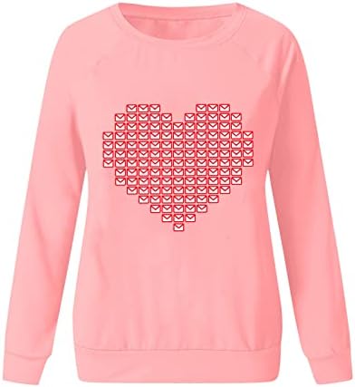 ЏЕЈХАЕВИ Жени Симпатична Љубов Срце Печатење Блузи Среќен Денот На Вљубените Кошули Графички Пуловери Валентин Блузи Облека