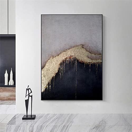 Yxbdn злато фолија црна сива рака насликана модерна апстрактно платно масло за сликање дневна соба декор