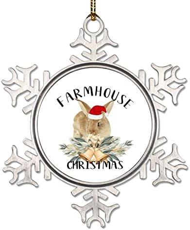 Фарма куќа Божиќ Божиќна снегулка метал украс Света ноќ Божиќна украс 3 инчи обичај зимски црвени капи зајаци за зајаци гроздобер