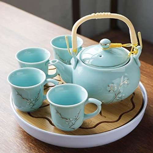 JYDQM 6PCS Рачно изработена порцеланска глазура боја кунг фу чај сет Зен чај здравство затегнување голем капацитет чајник чајник сад и чаши