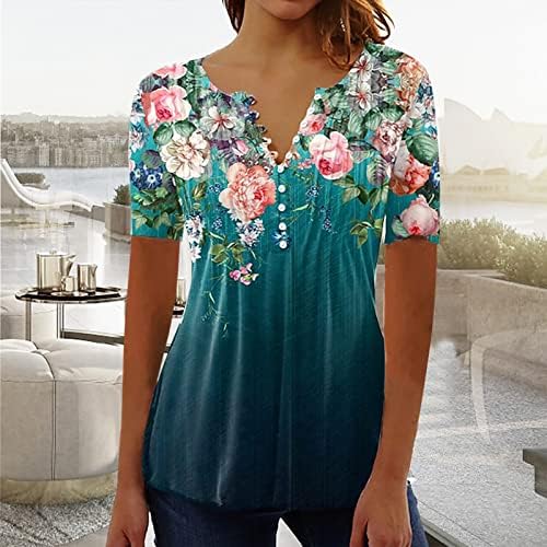 Lcepcy летна обична маица за жени против копчето за вратот, плетени кошули од туника