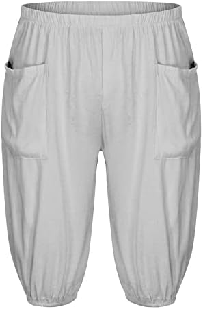 Озммјан карго панталони за мажи летни памучни постелнини за лекови, обични јога панталони одмор обични лабави панталони на плажа