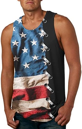 Bmisegm летни маички кошули за фустани лето Нов американски ден на американска независност памук 3Д -печатење на лежечки мачки резервоари