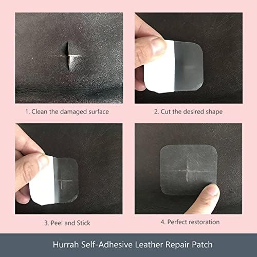 Hurry Транспарентна само-лепенка за поправка на кожа за софи, кауч, мебел, возачи на седиште 4 × 6,5 инчи 10 × 16,5 см