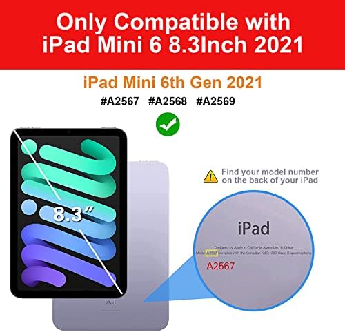 ONHI iPad Мини 6 Случај со Тастатура-2021 8,3-инчен 6-Та Генерација, Touchpad 7 Боја Виножито Позадинско Осветлување Тастатура, 360 Степен Ротирачки