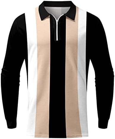 ZDDO 2022 Нови поло маици за мажи, долги ракави HoundStooth Patchwork Голф врвови на улична облека за улична облека, двојка за дизајнер на мускули