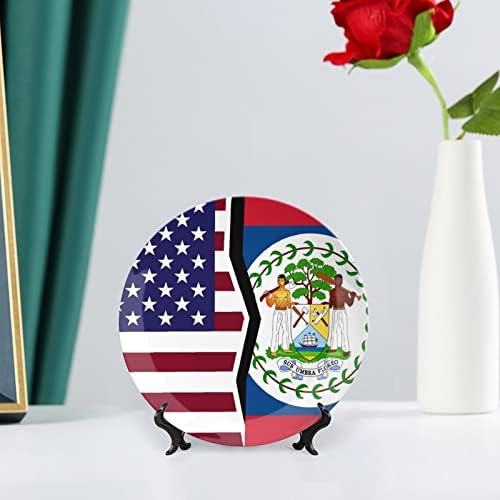 Декоративни плочи на американско и белизе знаме керамички коски со стојат украси за вечера
