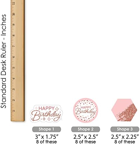 Голема точка на среќа розово розово злато роденден - Cut -out -outs на забави за забава во форма на DIY - 24 брои