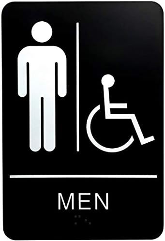 Машки хендикепирани знаци за бања и тоалети - АДА одобрени јавни и приватни области на отворено во затворен простор со подигнат систем
