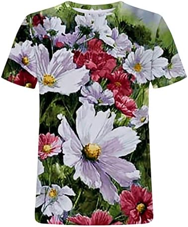 Девојки блуза пеперутка графички врвови маички за жени кратки ракави екипаж на вратот на вратот есен летен блуза облека qh