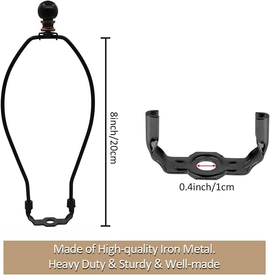 МАКСЕЛ 8 Инчен Држач За Харфа Во Сенка на светилка, 4 Пакети Црна Тешка Држач За Држач За Харфа За Светилки За Маса и Подни Светилки