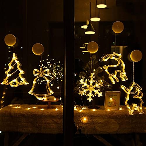 NC LED LED светилка за пијалаци Божиќна жица Светло sунато Снегулка од празник Декоративна ламба прозорец атмосфера вшмукување ламба за вшмукување