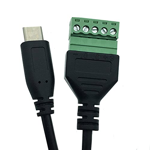 Jienk 2Packs 1FT USB Тип-C Завртка Терминал Блок Конектор, USB C до 5 Пински Завртка Терминал Податоци Продолжување Кабел Шрафцигер
