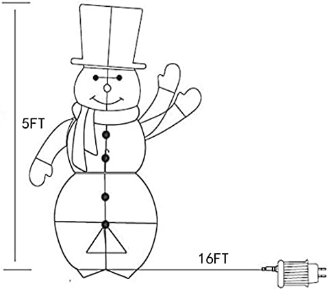 Oudудуидуи 5ft 195 LED Снежен човек Снежен човек, разнобоен неонски знак за анимирана Божиќна декорација за затворен отворен