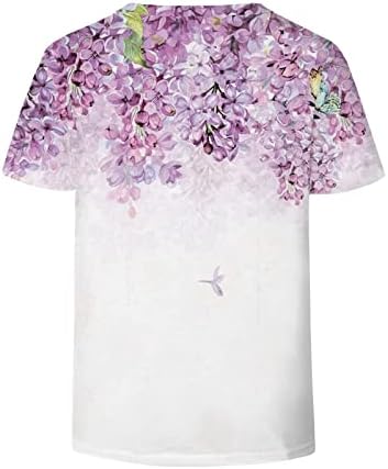 Летни врвови за жени 2023 мода дама каузална каузална печатење блуза со кратки ракави за кратки ракави летни врвови