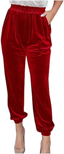 Maseенски златен кадифе прилагодена панталона мода есенски панталони обични еластични половини обични лабави права пантолова Гроздобер
