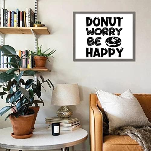 Позитивни цитати дрвена wallидна уметност знак со кујна тема dount загриженост биди среќна сива рамка дрвена плакета за бања куќа куќа куќа тремот кафе -бар wallид декор ?