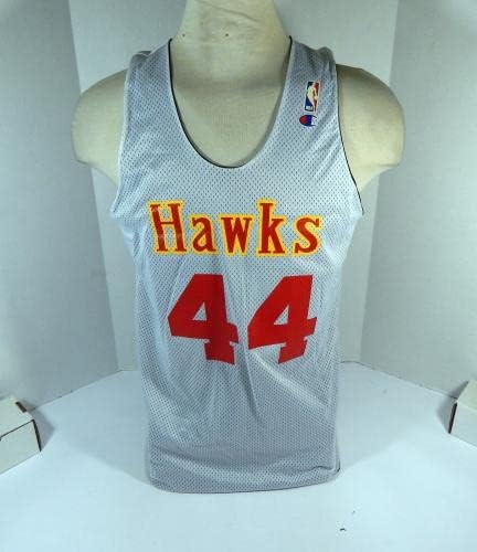 1990 -тите Атланта Хоукс 44 Игра издадена црна бела практика Jerseyерси XL DP44739 - НБА игра користена