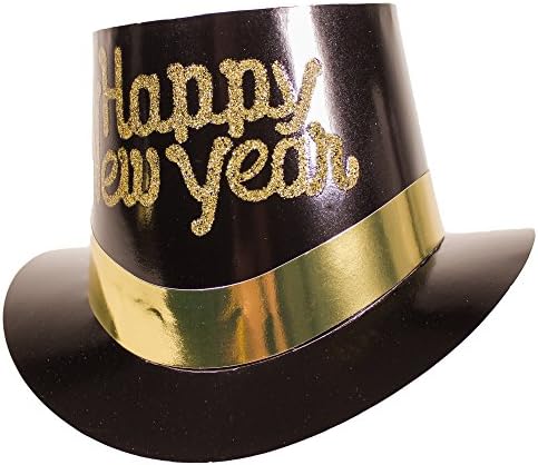 Новости на Виндри Сити - Новогодишна ноќ 2023 година NYE Black & Gold Party KIT за 10 | 10 златни пластични рогови | 5 врвови | 5 тијари | Новогодишната