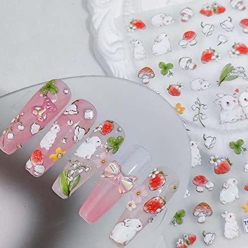 Цртани зајаци налепници за нокти Кинеска Нова Година налепница за уметност за нокти жени маникир декор за жени девојки Нова Година на