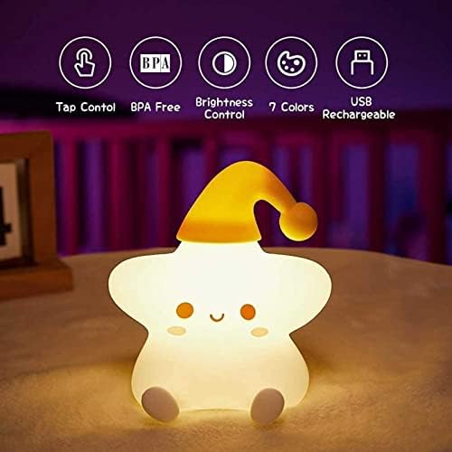 Xianfei LED ноќна светлина за деца, USB -ноќен ламба за полнење, носач на допир на расадници, силиконска боја што ја менува амбиенталната ламба,