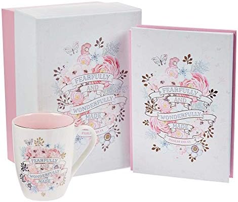 Подароци за христијанска уметност страшно и прекрасно направени розови цветни кафе/чај чаша подарок за жени Псалм 139: 14 Библиски стихови