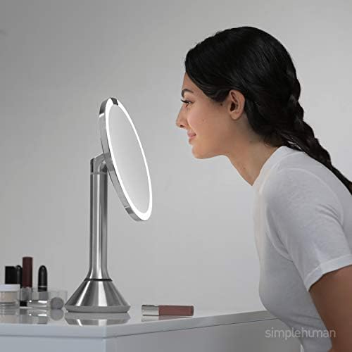 едноставен човек 8 Круг Сензор Шминка Огледало Со Допир-Контрола Осветленост 5x Зголемување, Полнење И Безжичен, Розово Злато Нерѓосувачки