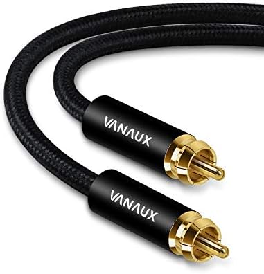 Digital Coaxial Audio кабел за кабел за сабвуфер, 1 RCA до 1 RCA аудио/видео кабел компатибилен со домашно кино, звук бар, ТВ, PS4,