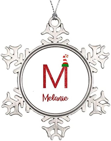 Ditooms Letter Elf Hat Design Прилагодено име новогодишно дрво виси украси, сликање прскање кружни Божиќни метални снегулки занаети сувенир за декор за одмор, прилагодливи укр?