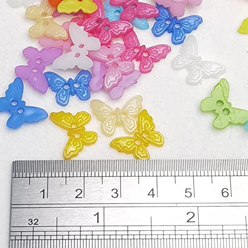 Chenkou занает нови 100 парчиња мешавина од пластични копчиња од пеперутка 15мм занаетчиски занаети 2 дупки, пеперутка)