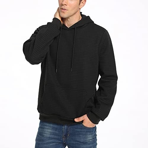 QShome Hoodie за машки лесен тренинг со качулка, атлетска маичка за џеб, атлетски моден пуловер со џеб со џеб