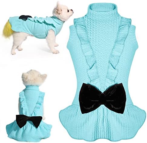 Роденденски фустани за кучиња Топкинс, кучиња принцеза фустан, здолниште од кученца од желка со кадифено лак за мали средни кучиња девојка