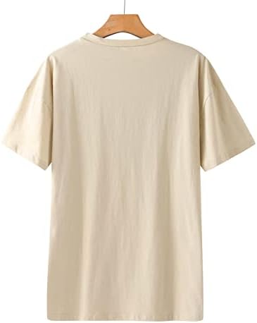 Womanената врвови лабава вклопена памучна маица со краток ракав, дами за печатење на кошули за печатење, кошули со кошули жена маица