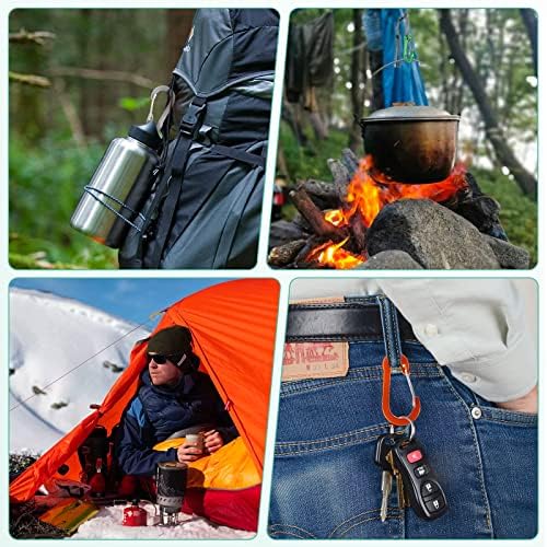 Craebuer 12 пакет Carabiner Clip, 2-инчен алуминиум Д-прстен во боја карабини, додатоци за Snap Hook Sport за пешачење за кампување