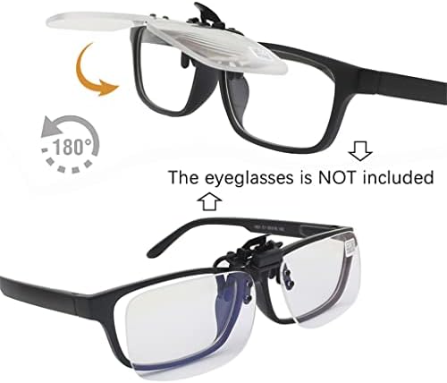 Дебели -светлосни очила за читање на клип се превртуваат нагоре и надолу со рамка за лупа и лесна за носење погодна за читање