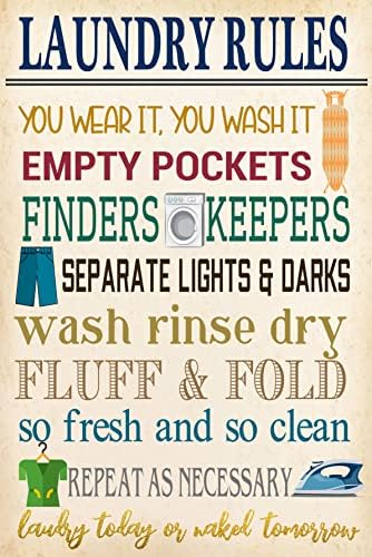 Правила за перење алишта Гроздобер метален знак Фарма куќа за миење садови за миење садови за куќиште за купатила за бања wallидни плаки смешни