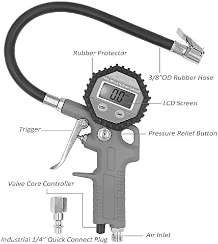 Мерач на притисок на дигитални гуми xjjzs за надуени алатки за поправка на гуми за притисок пиштол висока прецизност