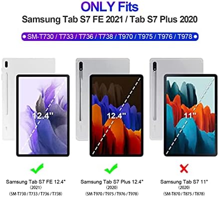 Случај за Samsung Galaxy Tab S7 FE 2021/S8 Plus 2022: Воена оценка TPU ShockProof Тешка заштитна обвивка за табулаторот S7 плус 12,4 инчи со
