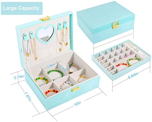 Организатор на кутии за накит ProttyLife за жени кутија за накит за девојчиња кутија за накит идеален подарок 2-слој накит кутија кутија