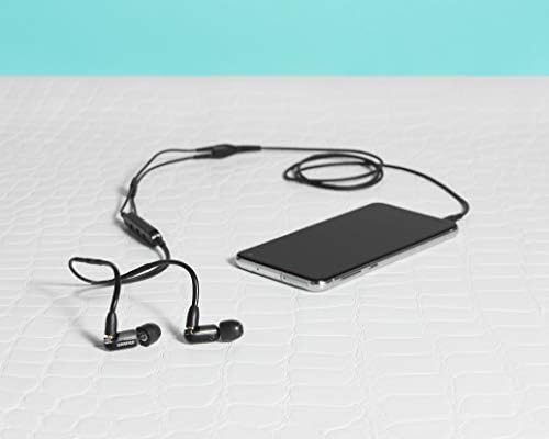 Shure Aonic 3 жичен звучен изолирачки уши, чист звук, единечен двигател со Bassport, безбеден вклопување во уво, одвојлив кабел, издржлив квалитет, компатибилен со уредите Apple