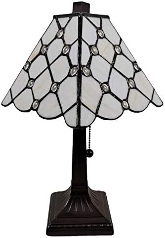 Amora осветлување Тифани стил мини акцент ламба 15 висока витраж бело накит гроздобер антички лесен декор за ноќна соба дневна соба за спална